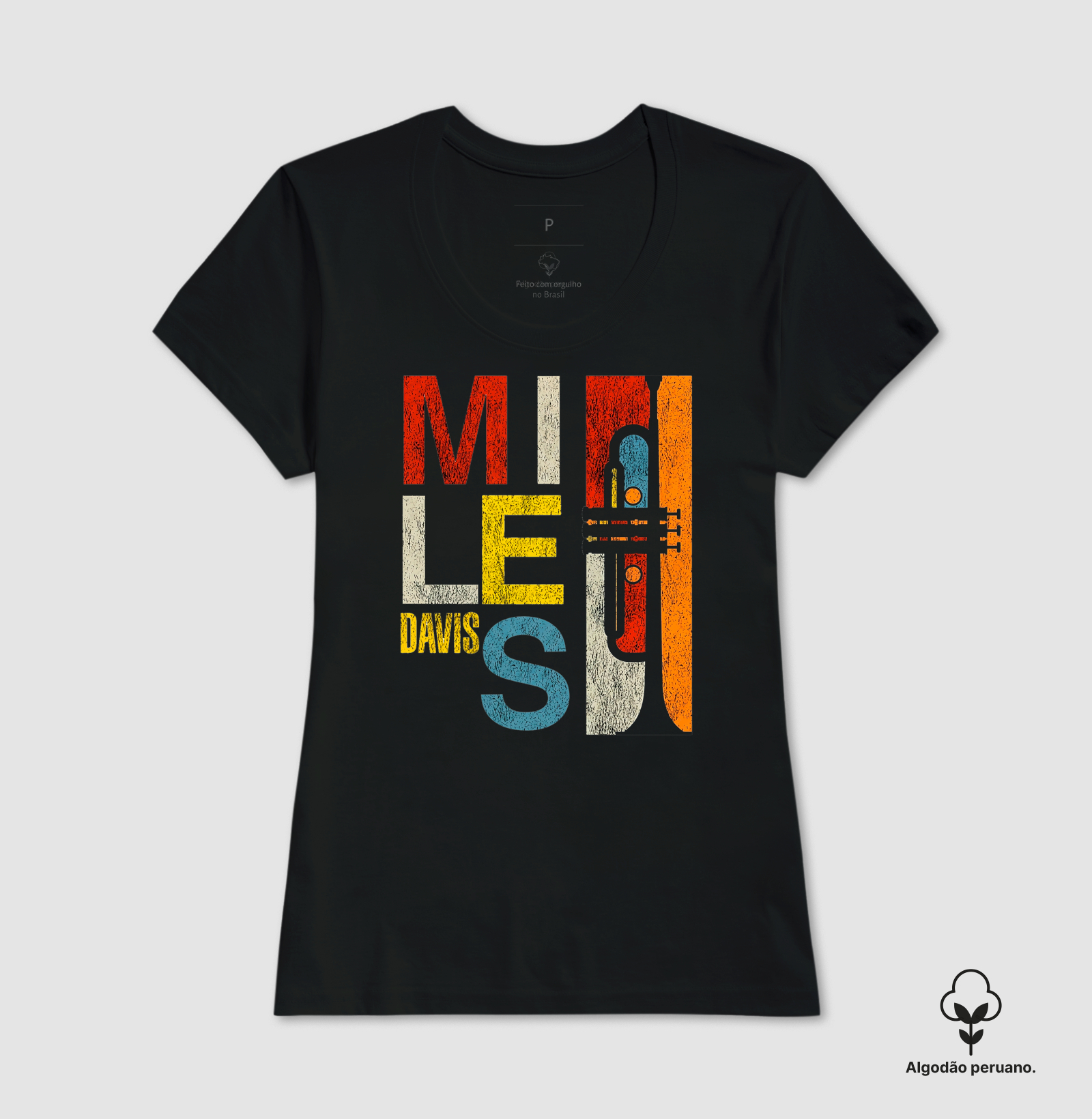 Camiseta Miles Davis Trompete Jazz Banda Algodão Peruano Preta - Imagem 3