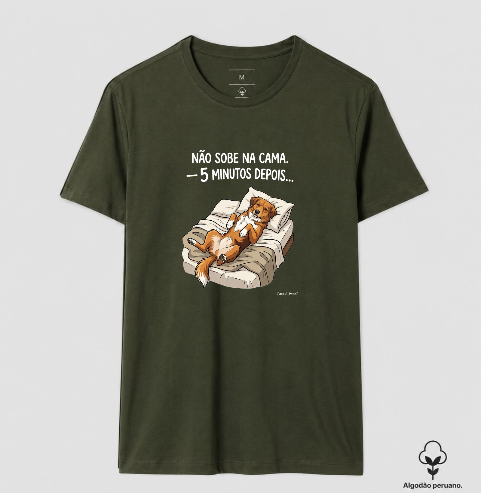 CAMISETA ALGODÃO PERUANO NOSSO MASCOTE SOBE NA CAMA - Imagem 3