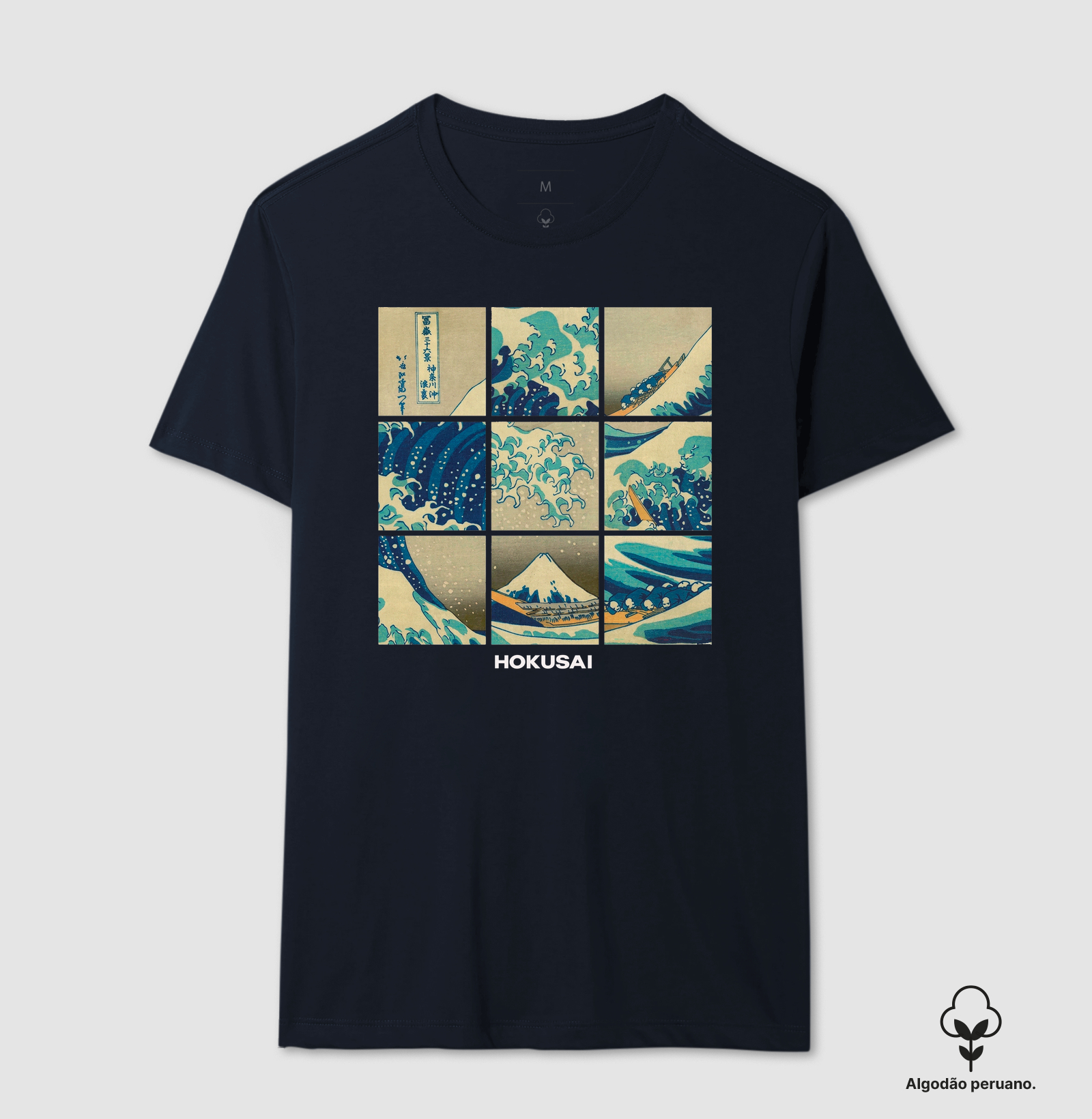 Camiseta Algodão Peruano Tanguis Hokusai A Grande Onda Mosaico - Imagem 2