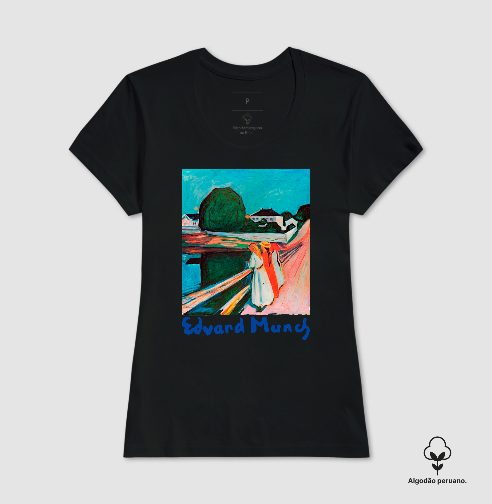 Camiseta Algodão Peruano Premium Obra De Arte Edvard Munch - Imagem 2