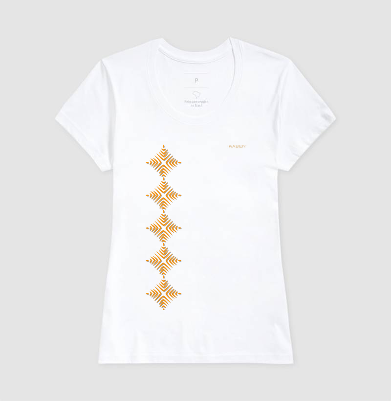T-shirt Indígena- Grafismo Tsamata Piruara – A Escama que Guarda o Movimento do Rio - Imagem 5