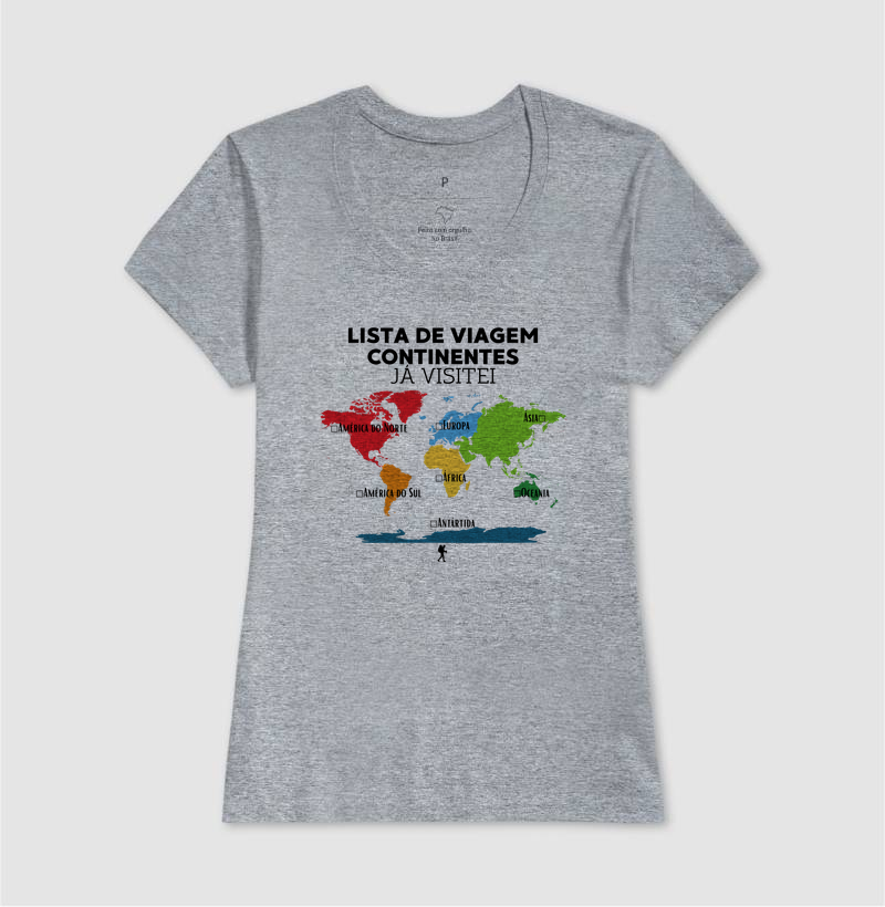 Camiseta Lista de Viagem Continentes Ja Visitei | Mapa Mundi Auto Personalizavel | Colecao Personalizaveis - Imagem 12