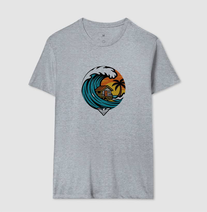 Paraíso no mar - estampa exclusiva.  Sente a brisa, ouça o som das ondas e leve a vibe do paraíso pra onde você for! Mais que uma camiseta - é levar o paraíso com você todo dia. - Imagem 8
