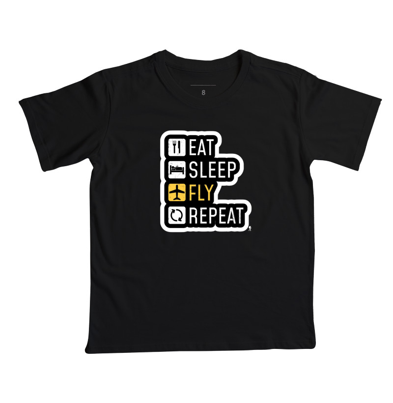 Camiseta Eat Sleep Fly Repeat | Rotina do Viajante Viciado | Colecao Viciados em Viagem - Imagem 5