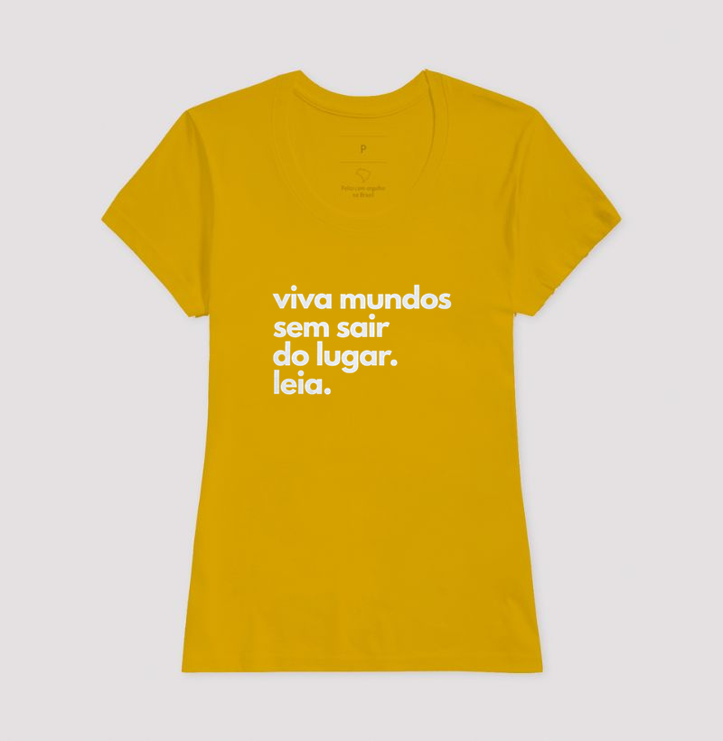 Camiseta Unissex Algodão Viva Mundos Sem Sair do Lugar Leia - Imagem 15