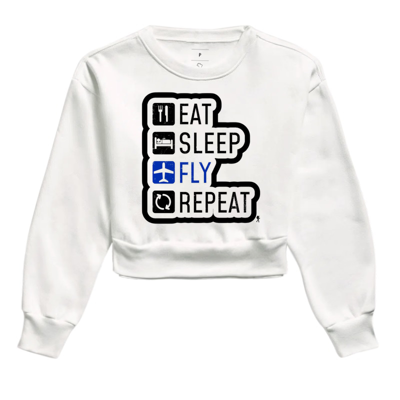 Camiseta Eat Sleep Fly Repeat | Rotina do Viajante Viciado | Colecao Viciados em Viagem - Imagem 3