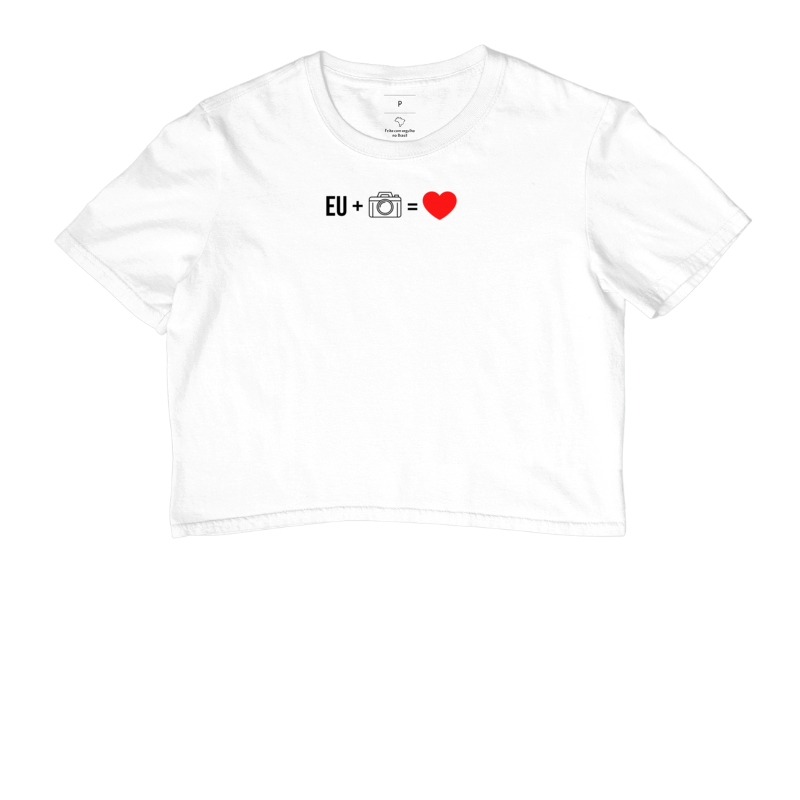 Camiseta feminina cropped eu + câmera = amor - Imagem 3
