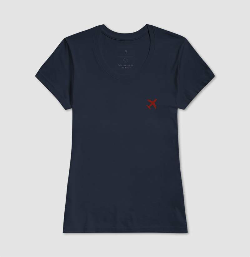 Camiseta Minimalista com detalhe de Avião vermelho escuro - Imagem 7