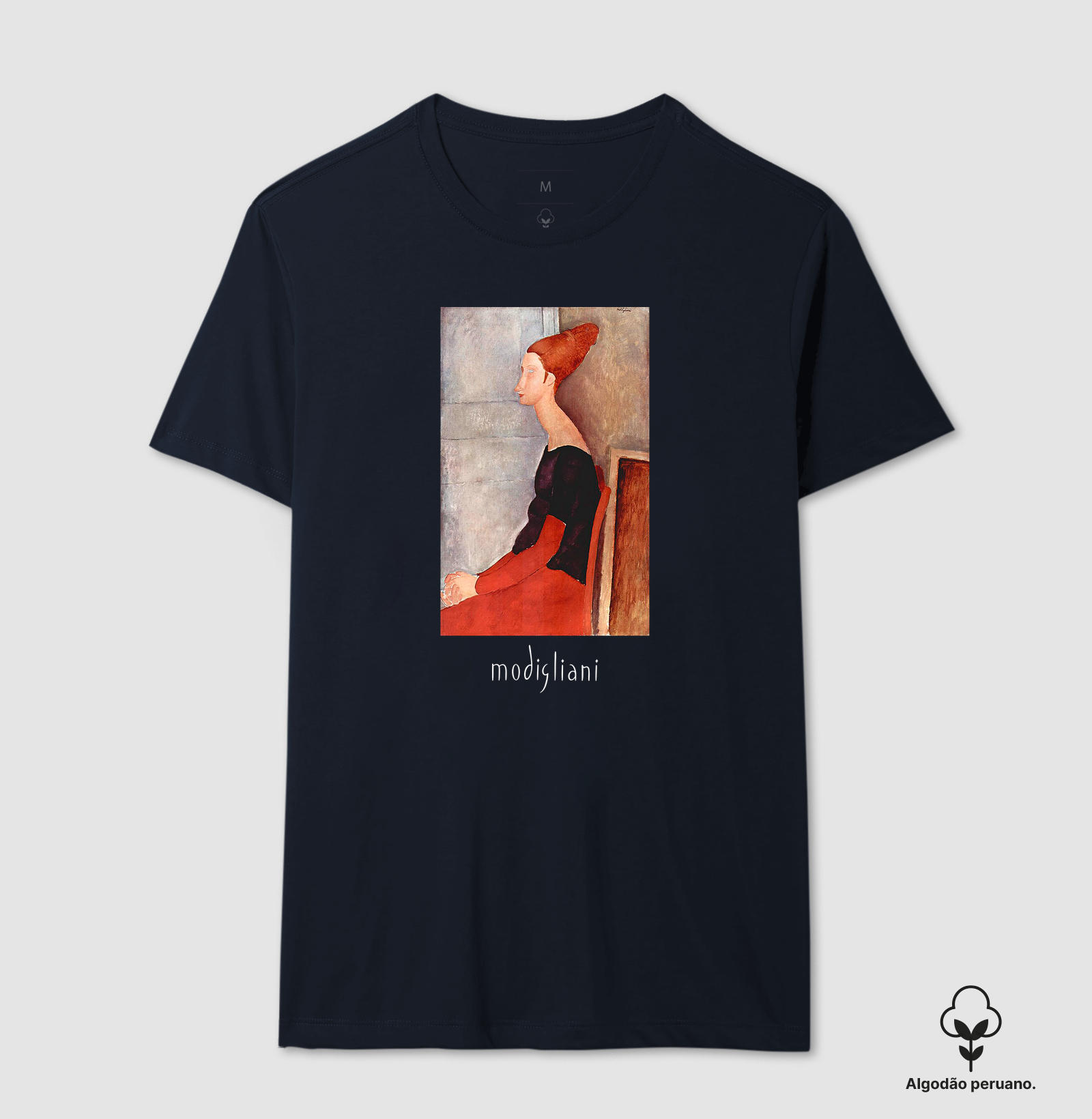 Camiseta Algodão Peruano Tanguis Jeanne Hébuterne de Perfil Modigliani  - Imagem 4