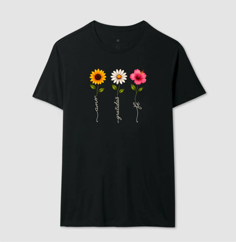 Camiseta Floresça com amor, fé e gratidão. - Imagem 2