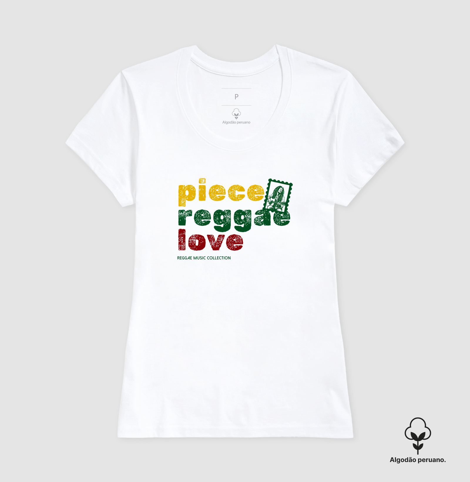 Camiseta Piece. Reggae. Love. Coleção Reggae.  Masculino e feminino. Algodão Peruano. - Imagem 8