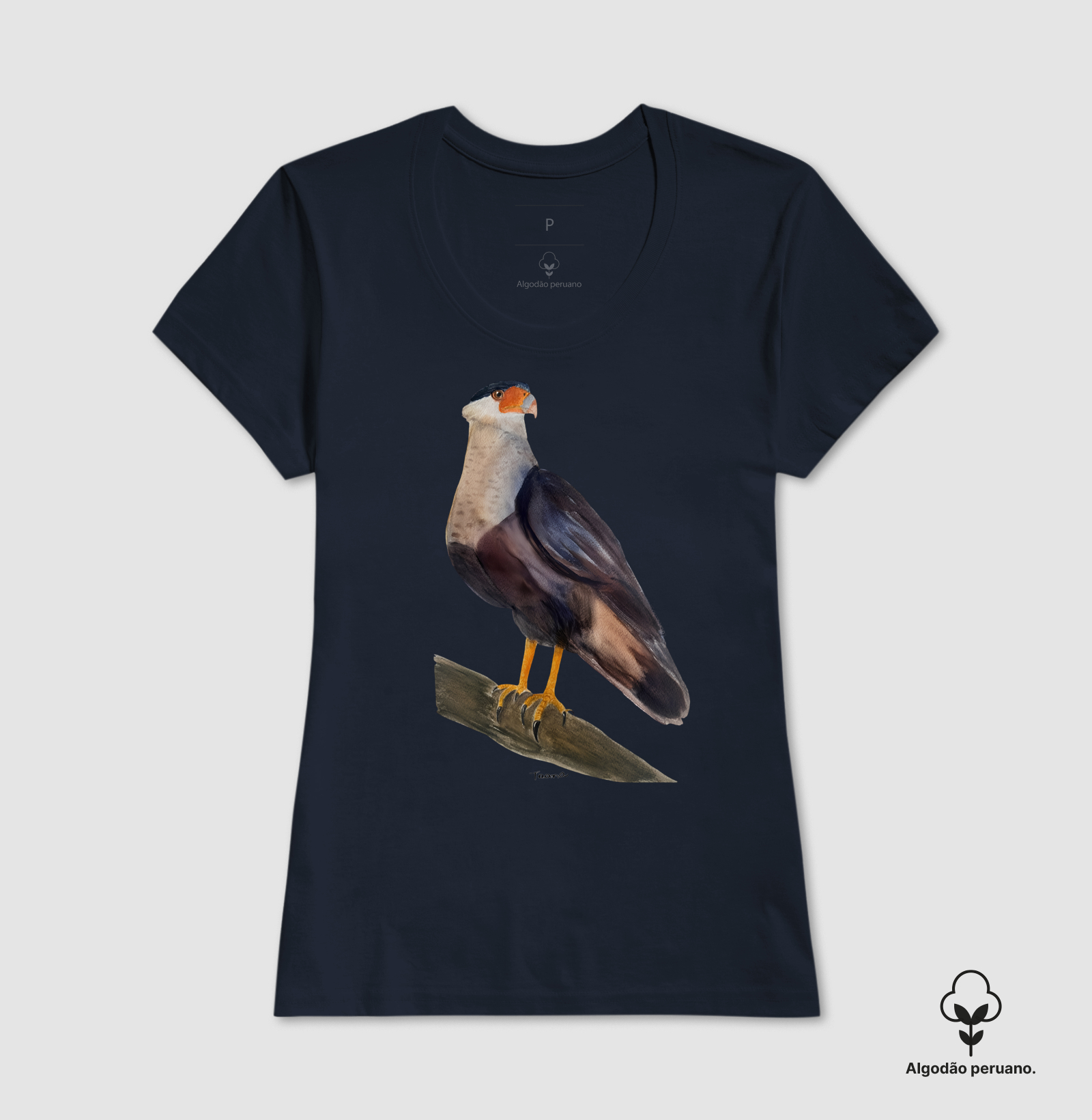 Camiseta Carcará – Aves do Brasil Algodão Peruano - Imagem 8