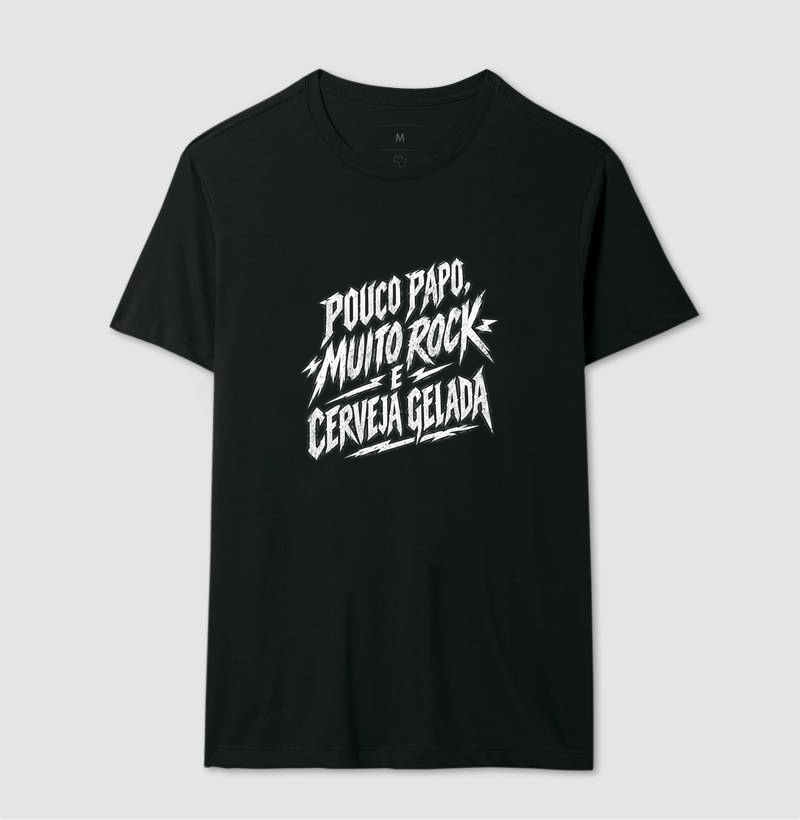 Camiseta Rock “Pouco Papo, Muito Rock e Cerveja Gelada” - Imagem 2