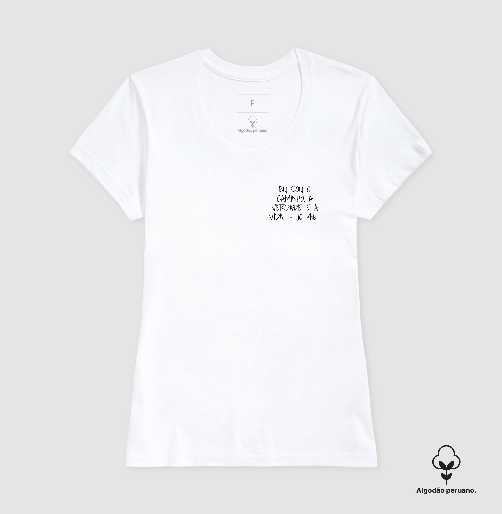 Camiseta Fem. Algodão Peruano João 14:6 Bolso - Imagem 3