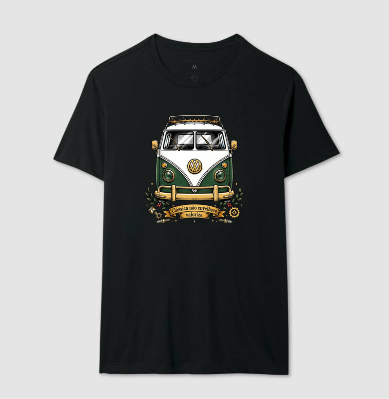Kombi Clássica Não Envelhece Valoriza - Vintage VW Verde e Dourada - Imagem 2