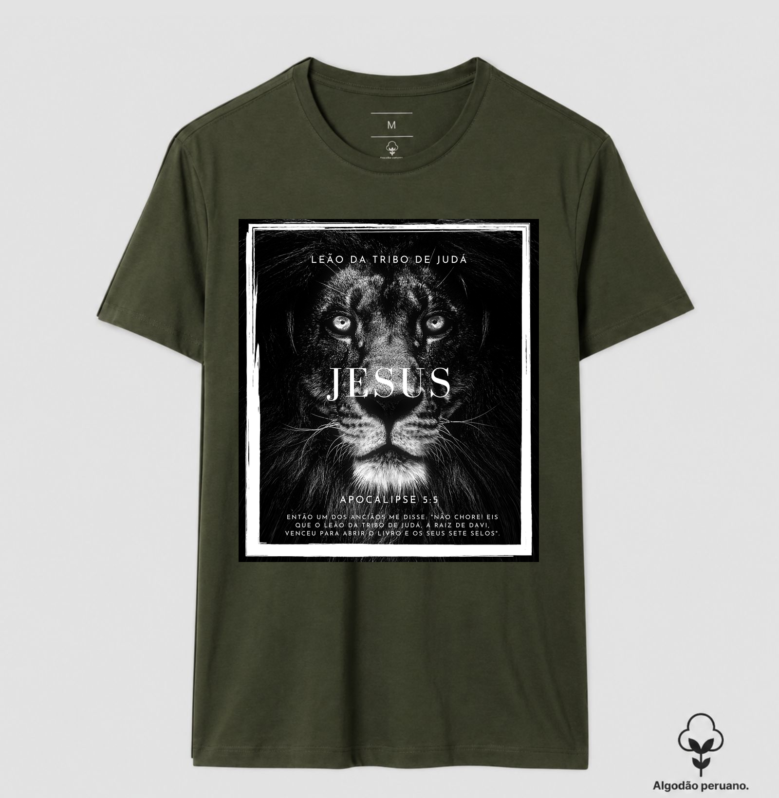 Camiseta Algodão Peruano Cristã Leão da Tribo de Judá - Imagem 3