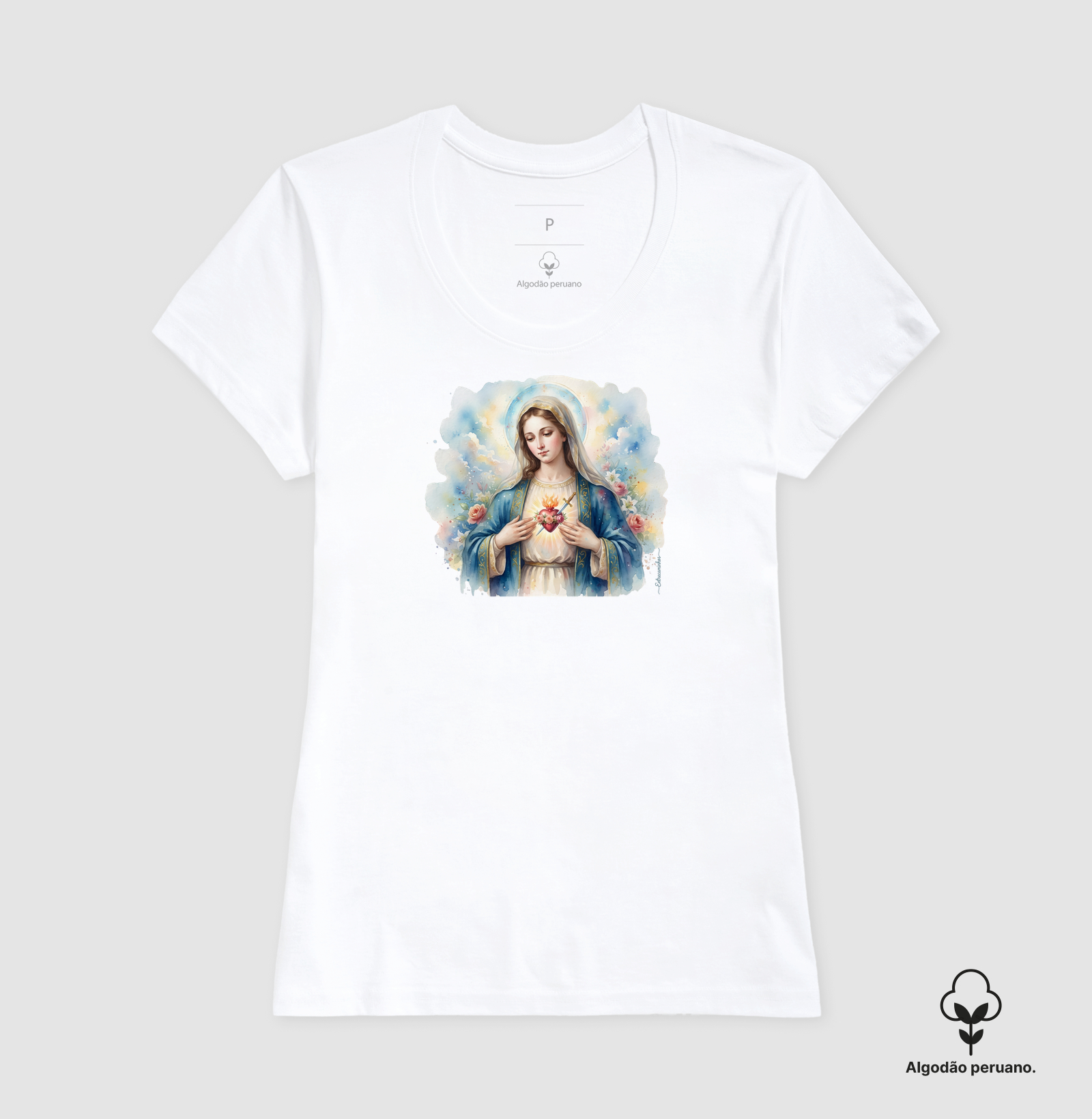 Imaculado Coração de Maria - Estampa Aquarela - Imagem 3