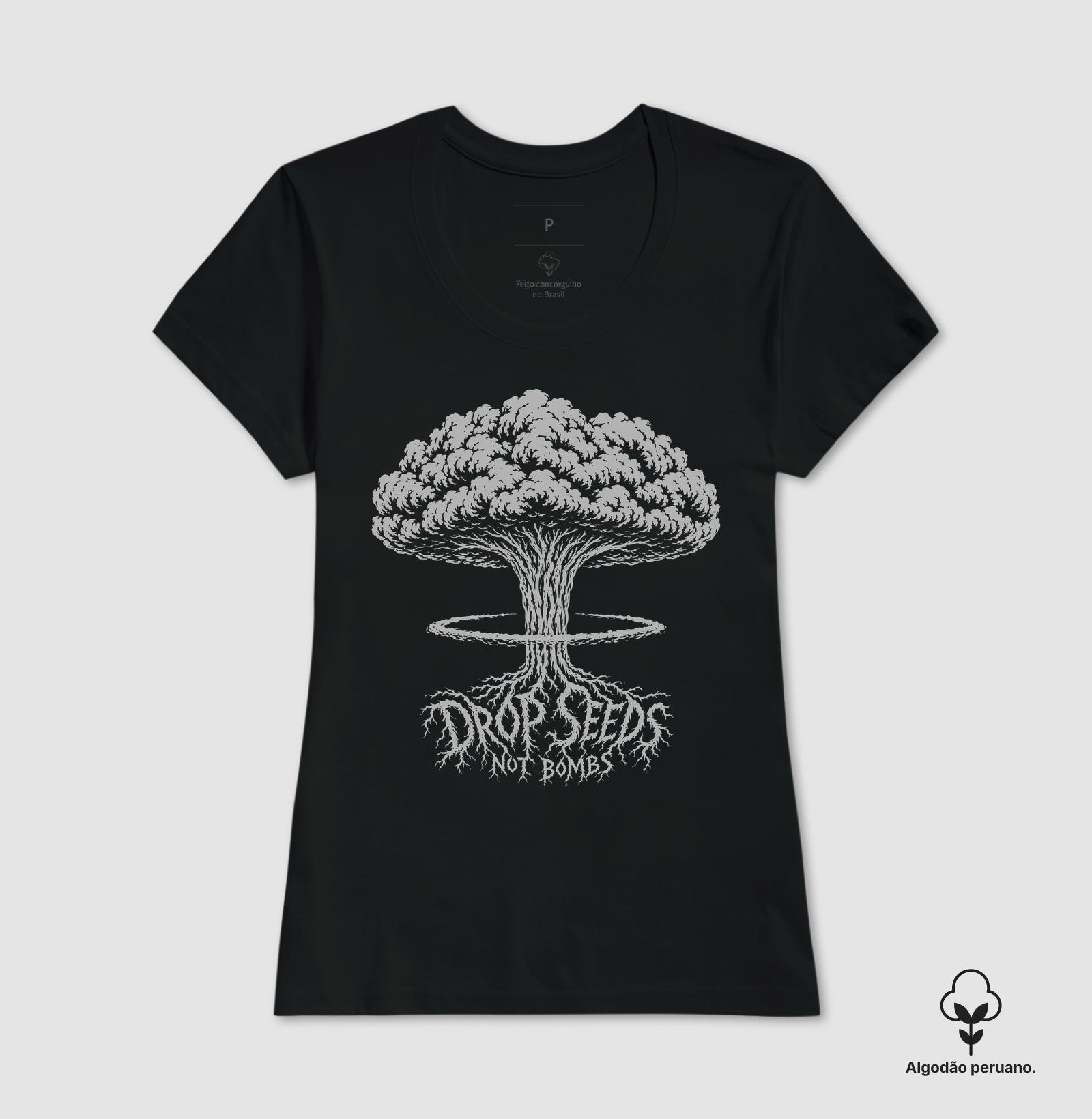 Drop Seeds Not Bombs: Preta | Algodão Peruano - Imagem 3