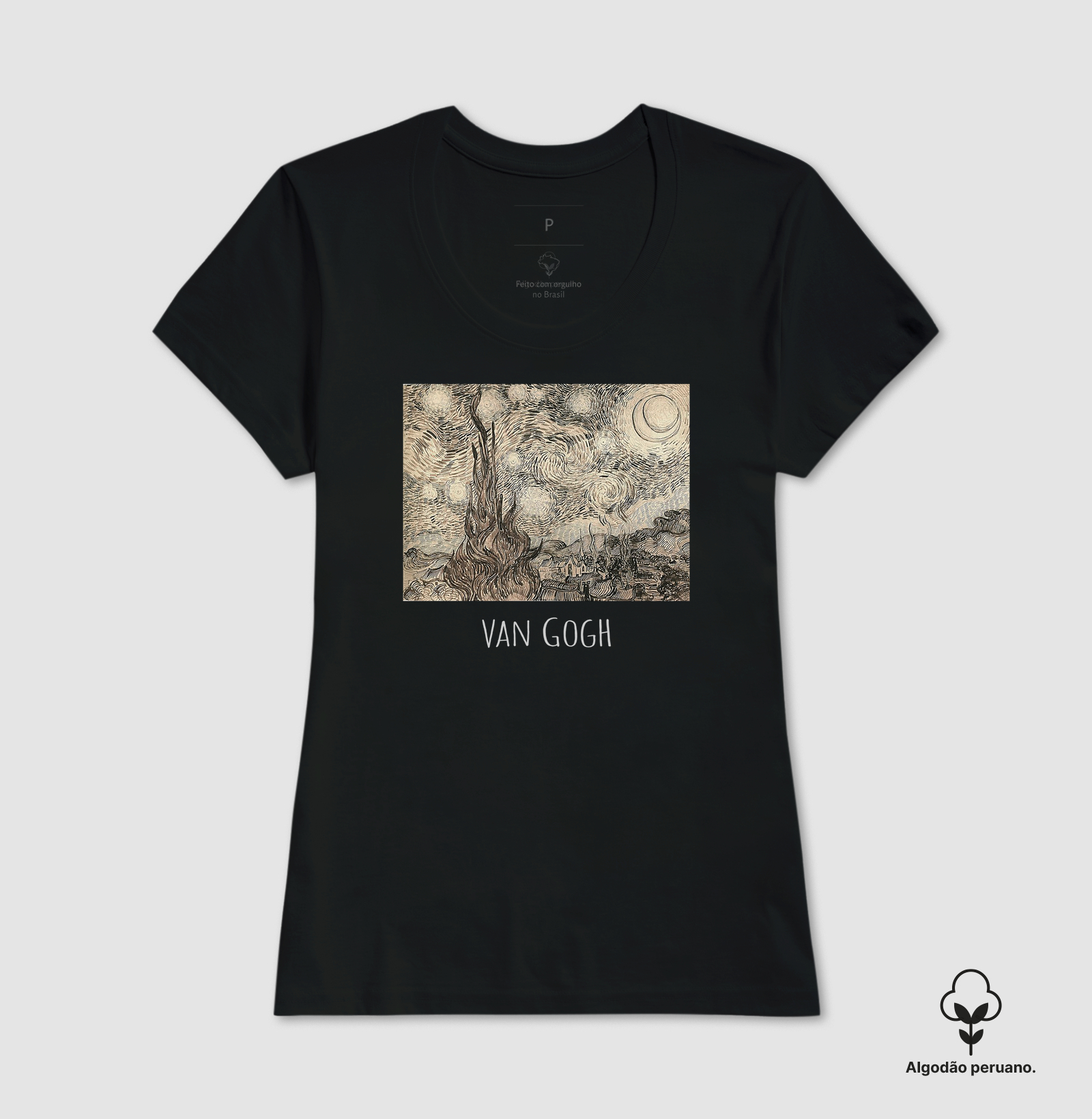 Camiseta Van Gogh Esboço Nanquim Algodão Tanguis Nobre - Imagem 3