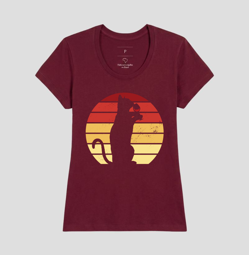 Camiseta Vinho - Cat Sunset Vibes - Imagem 11