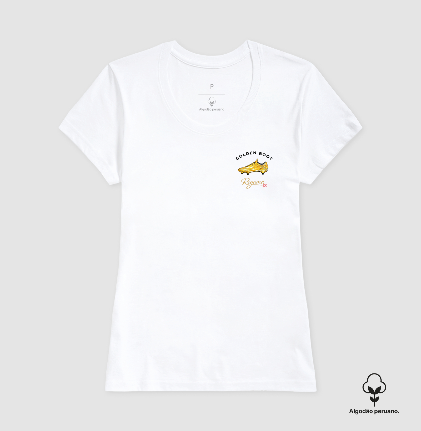 Camiseta Masculina, Feminina, Babylook e Unissex de Algodão Peruano Futebol "Golden Boot"  - Imagem 7