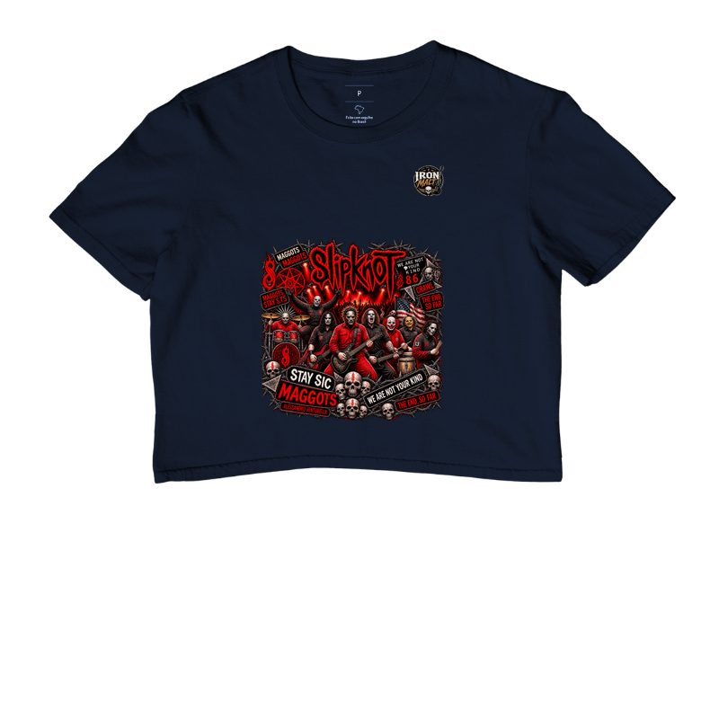 Cropped Nu Metal Rock com Estampa Slipknot, Skull e Visual Dark - Imagem 4