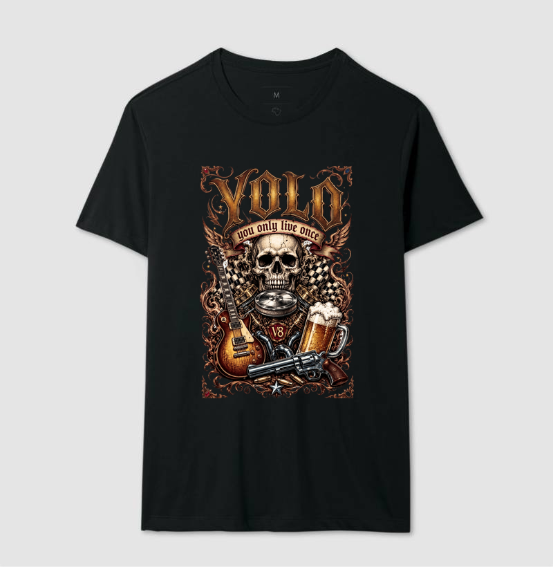 YOLO You Only Live Once | Camiseta Rock, V8 & Cerveja Vintage - Imagem 2