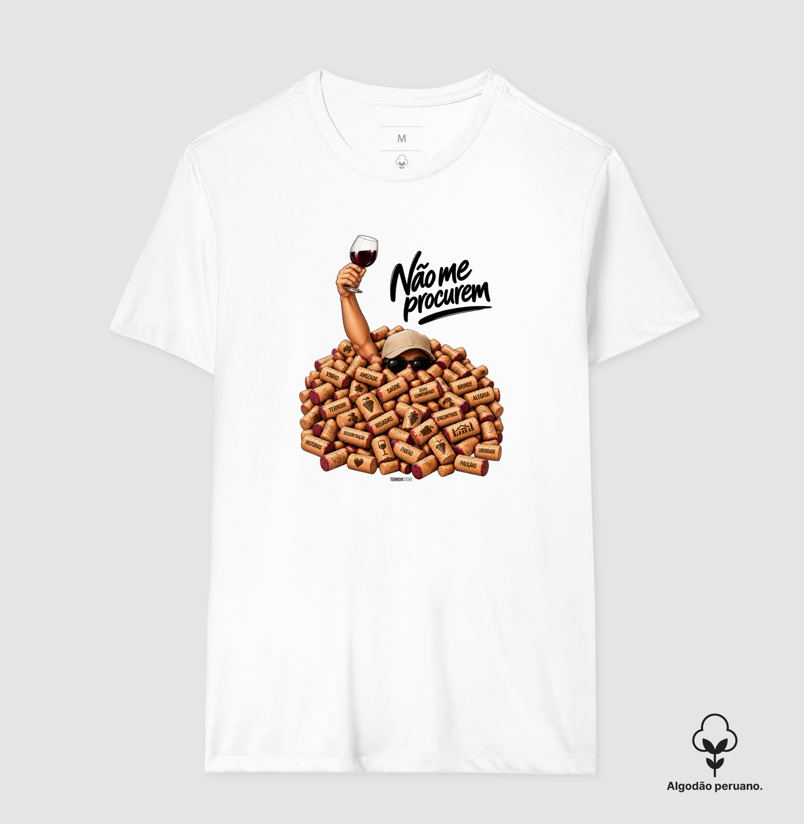 Camiseta “Não Me Procurem” – Wine Lifestyle - Versão Boné - Imagem 3