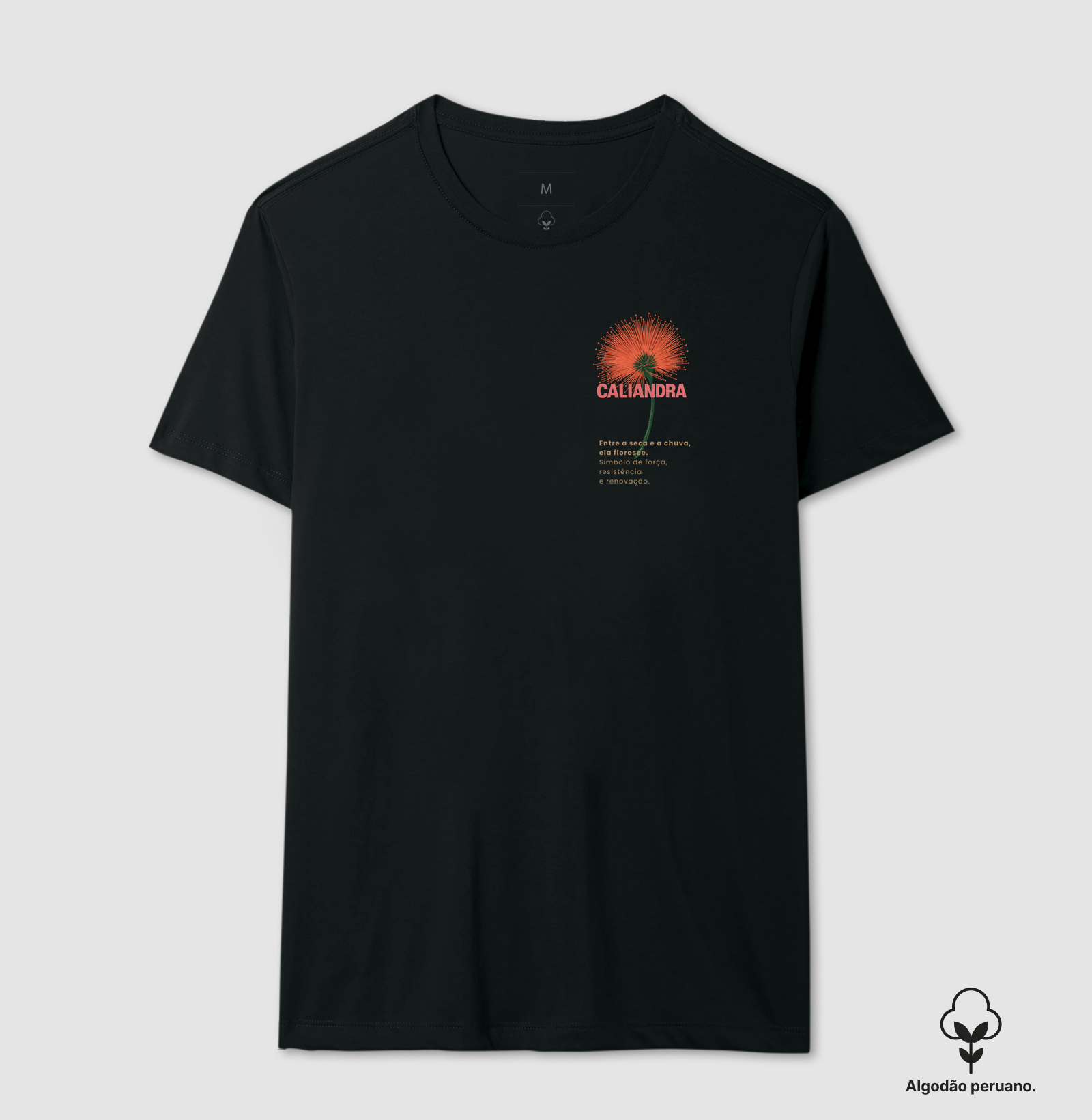 Camiseta Branca Caliandra Flor do Cerrado 100% Algodão - Imagem 6