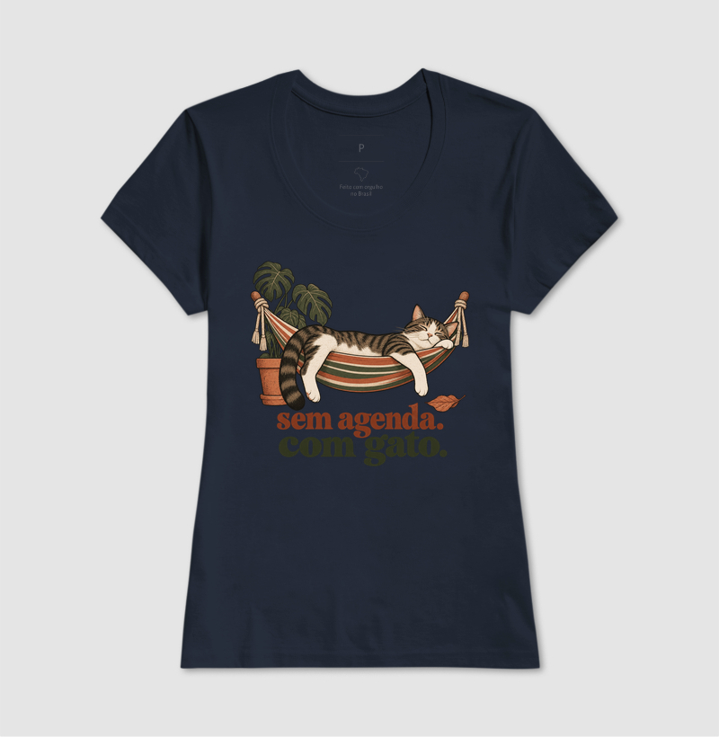 Camiseta Gato Descanso "sem agenda. com gato." | Pelo & Pano - Imagem 7