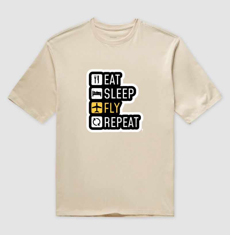 Camiseta Eat Sleep Fly Repeat | Rotina do Viajante Viciado | Colecao Viciados em Viagem - Imagem 3