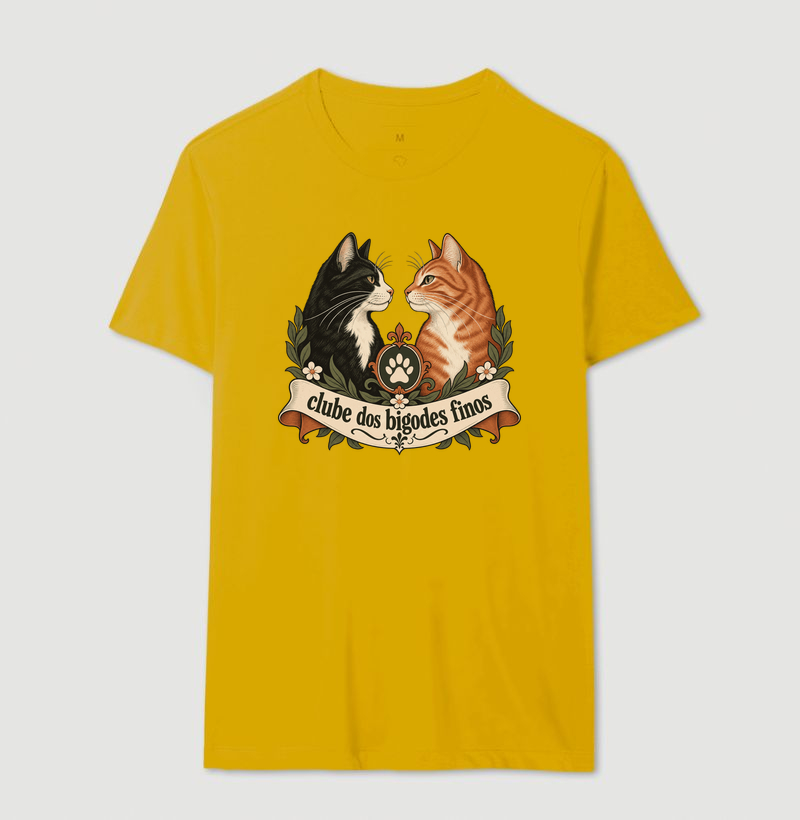 Camiseta Gato Clássica "clube dos bigodes finos" | Pelo & Pano - Imagem 14