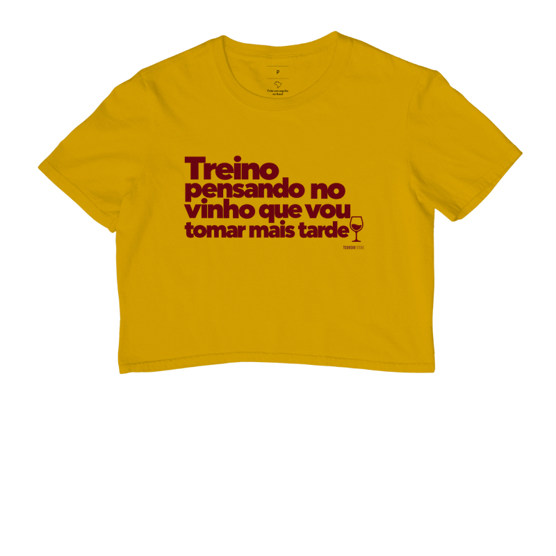 Camiseta Cropped Treino Pensando no Vinho – Frase Divertida de Vinho e Academia - Imagem 7