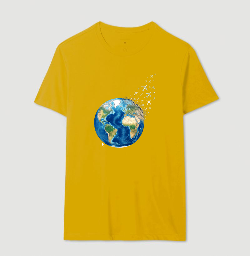 Camiseta Globo Terrestre Avioes Dispersos | Arte 3D Viagem Mundo | Colecao Viciados em Viagem - Imagem 17