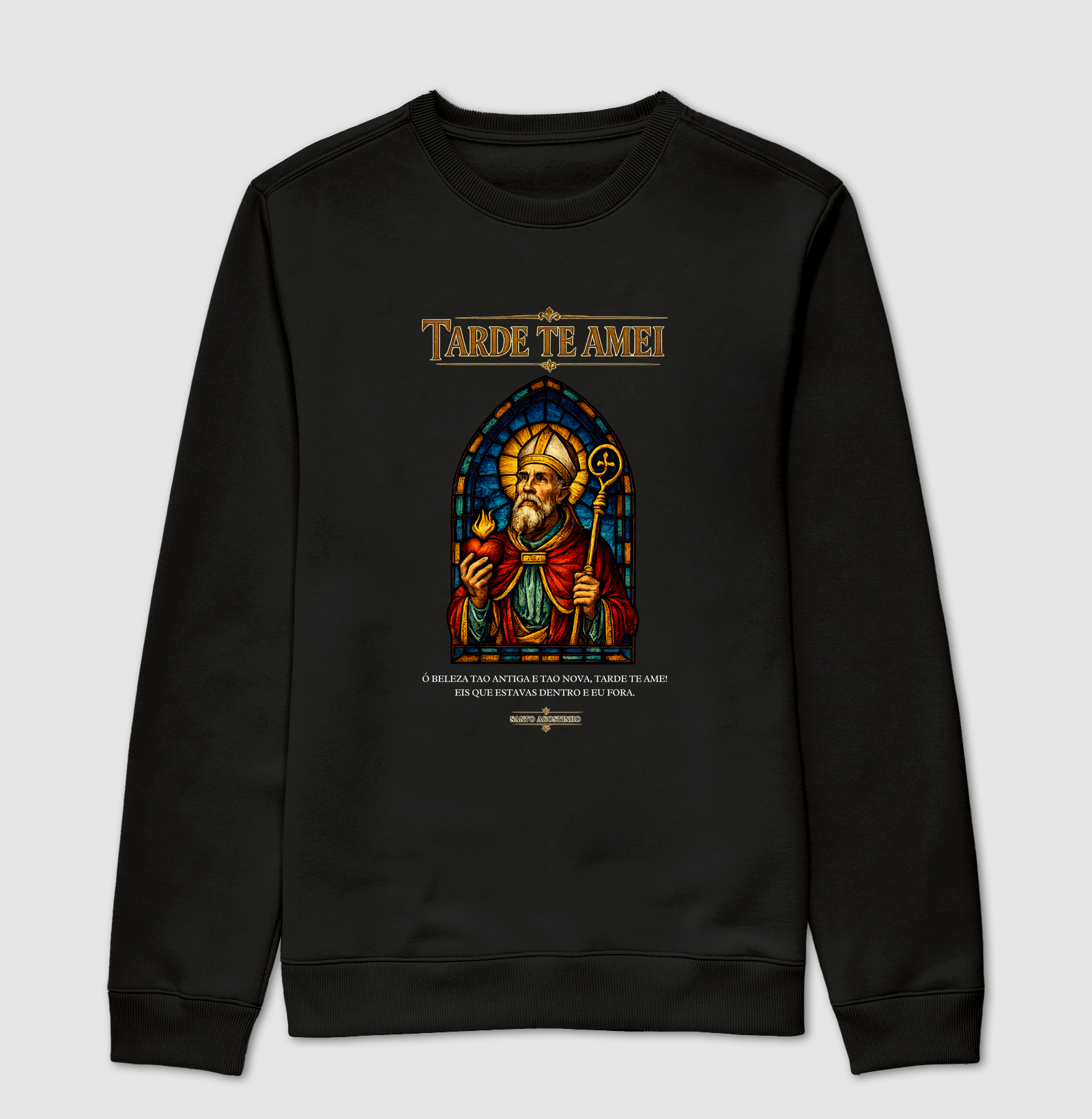 Suéter Moletom Santo Agostinho Vitral Tarde te Amei - Imagem 4