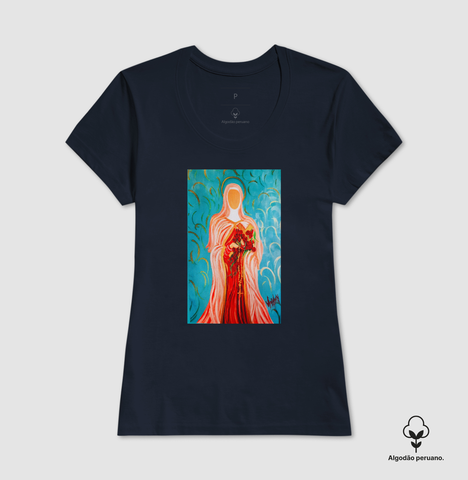 Camiseta Algodão Peruano Santa Teresinha do Menino Jesus Arte Sacra - Imagem 8