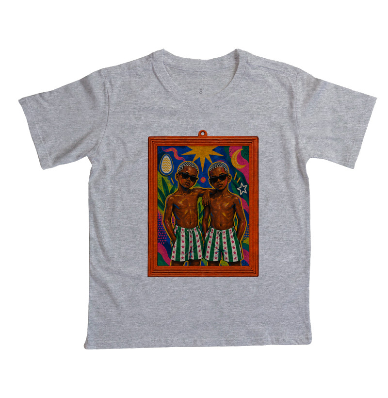 Camiseta Infantil São Cosme e Damião Moldura Espelho - Imagem 7