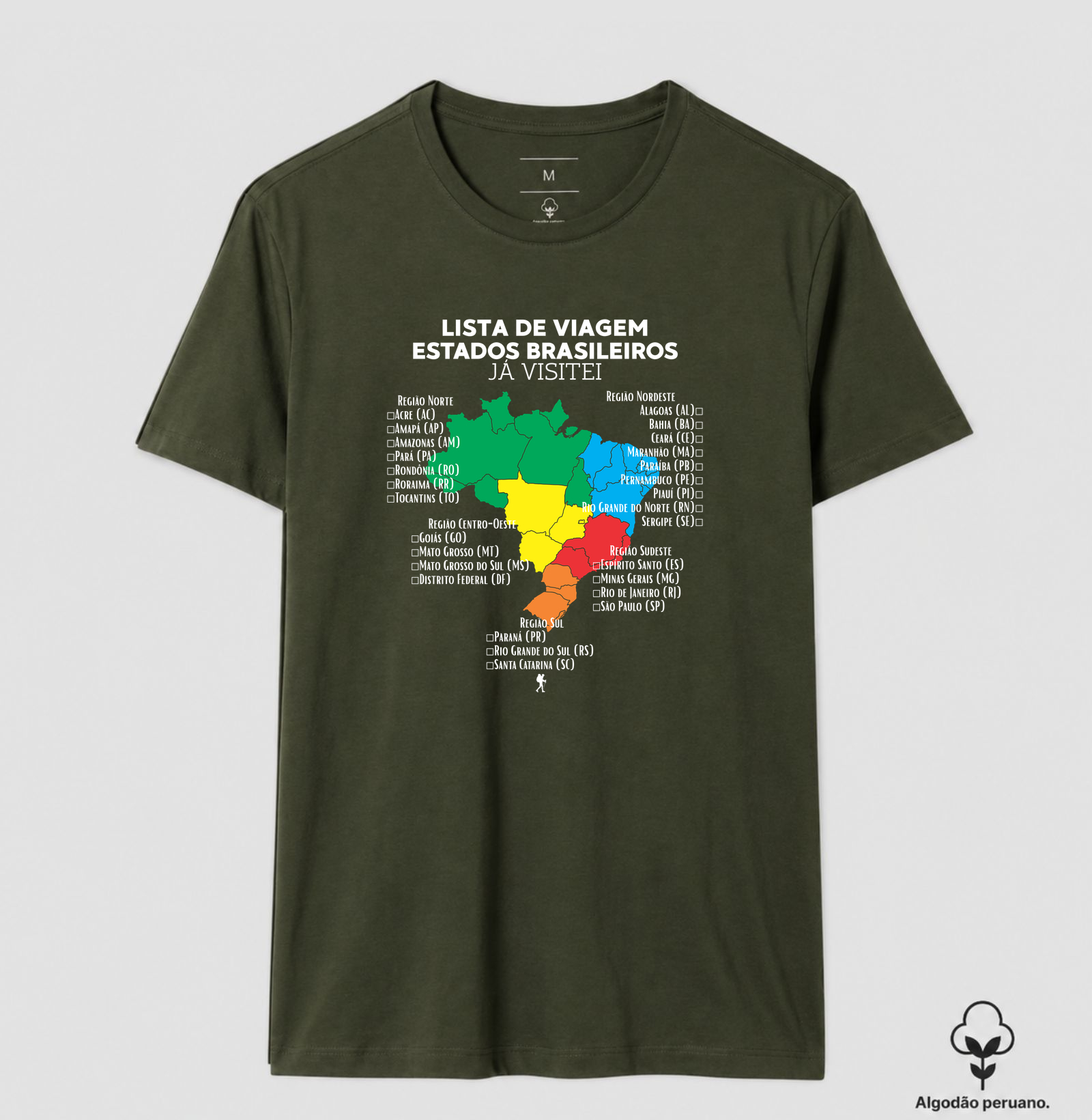 Camiseta Lista de Viagem Estados Brasileiros Ja Visitei | Mapa Brasil Auto Personalizavel | Colecao Personalizaveis - Imagem 3