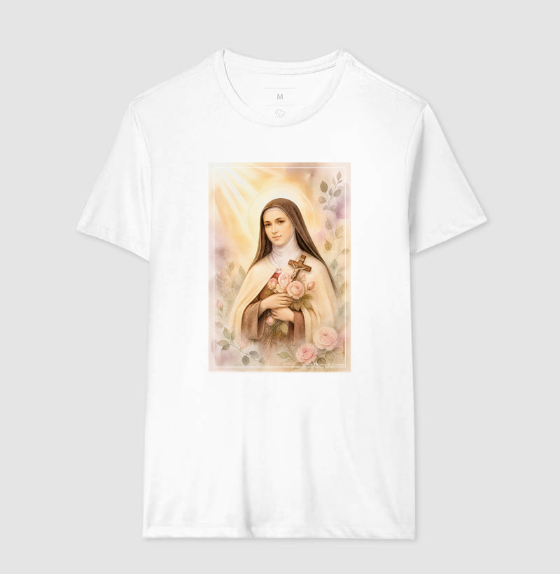 Santa Teresinha do Menino Jesus - Arte em Aquarela com Rosas - Imagem 4