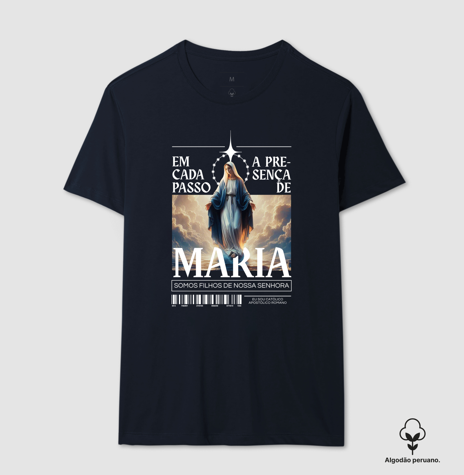 Camiseta Algodão Peruano Em Cada Passo A Presença de Maria - Imagem 9