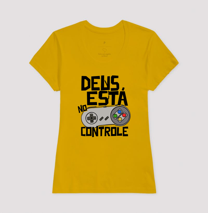 Camiseta Feminina Acinturada Deus está no Controle Clássico - Imagem 5