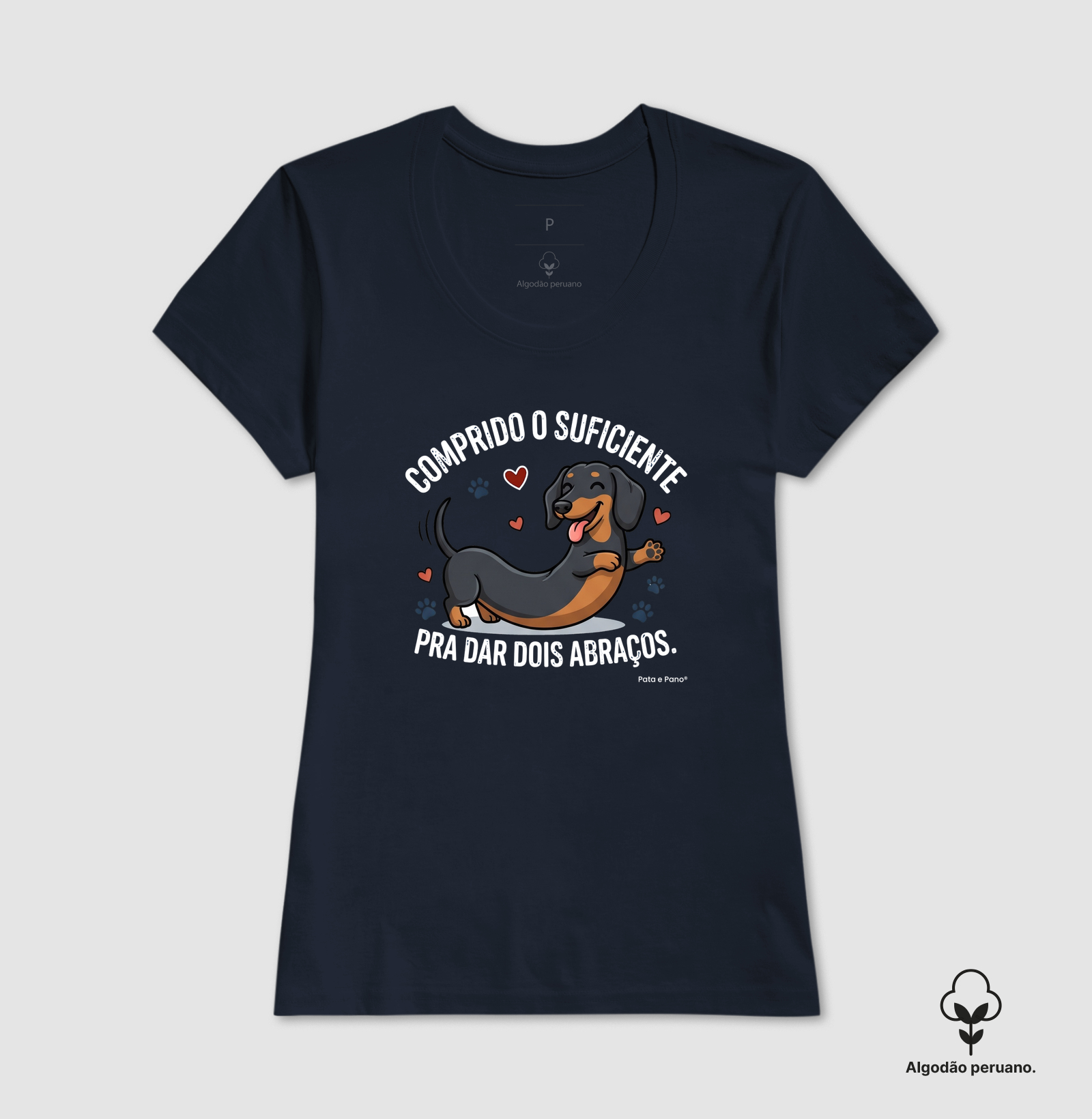 CAMISETA ALGODÃO PERUANO DACHSHUND ABRAÇOS - Imagem 3
