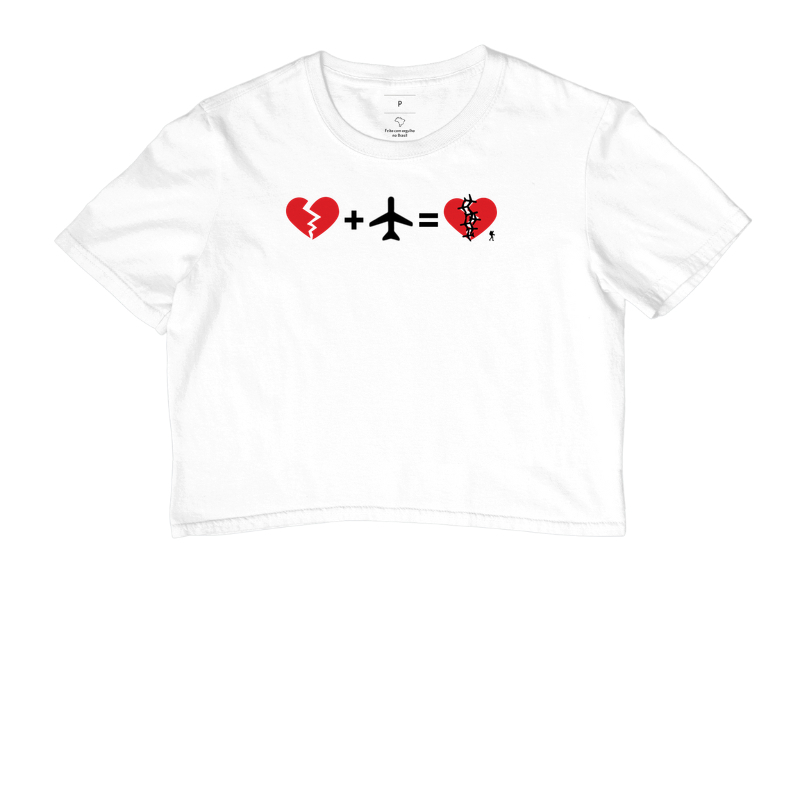 Camiseta Coracao Partido Mais Aviao Igual Coracao Curado | Equacao Viagem Humor | Colecao Viciados em Viagem - Imagem 3