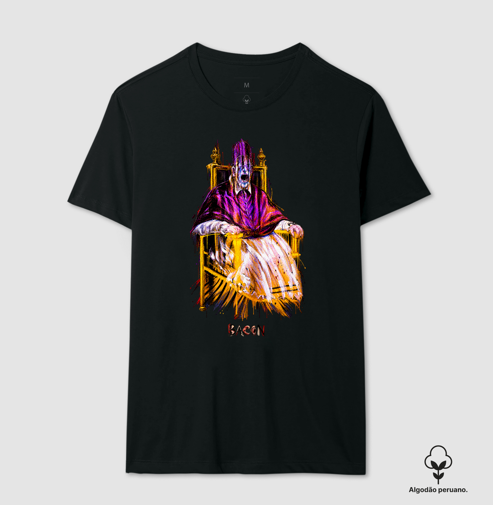 Camiseta Cult Papa Gritando Francis Bacon Algodão Peruano Premium - Imagem 2