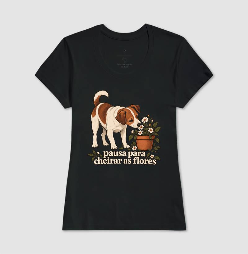 Camiseta Cachorro Flores "pausa para cheirar as flores" | Pelo & Pano - Imagem 3