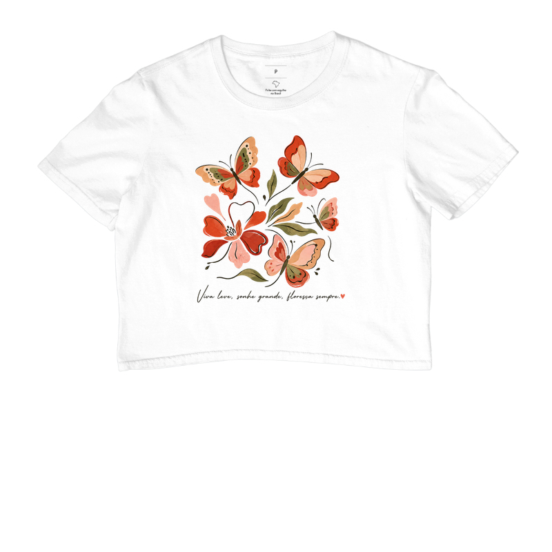 Camiseta Viva leve, Sonhe grande, Floresça sempre. - Imagem 3
