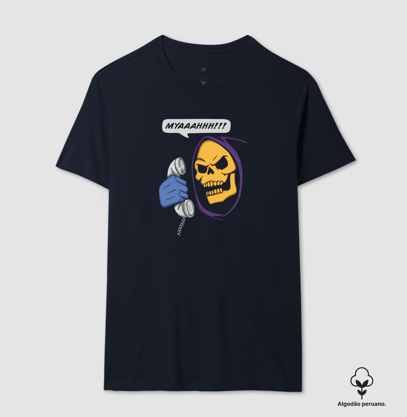 Camiseta Myah Phone Skeletor Algodão Peruano - Imagem 4