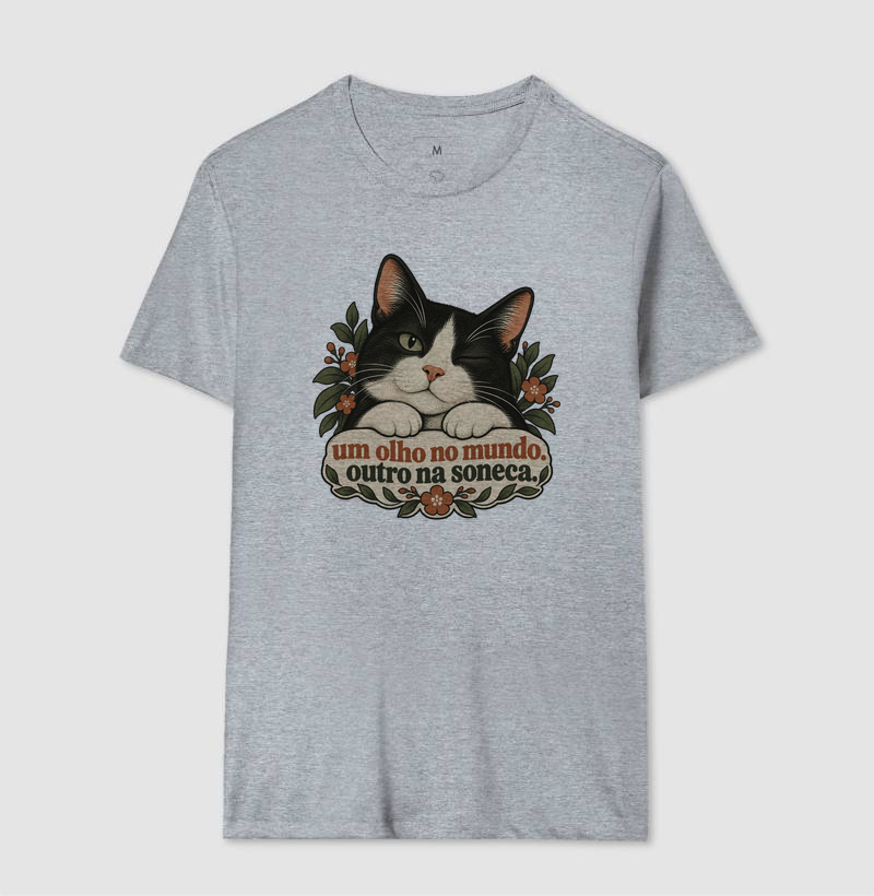 Camiseta Gato Minimalista "um olho no mundo" | Pelo & Pano - Imagem 8