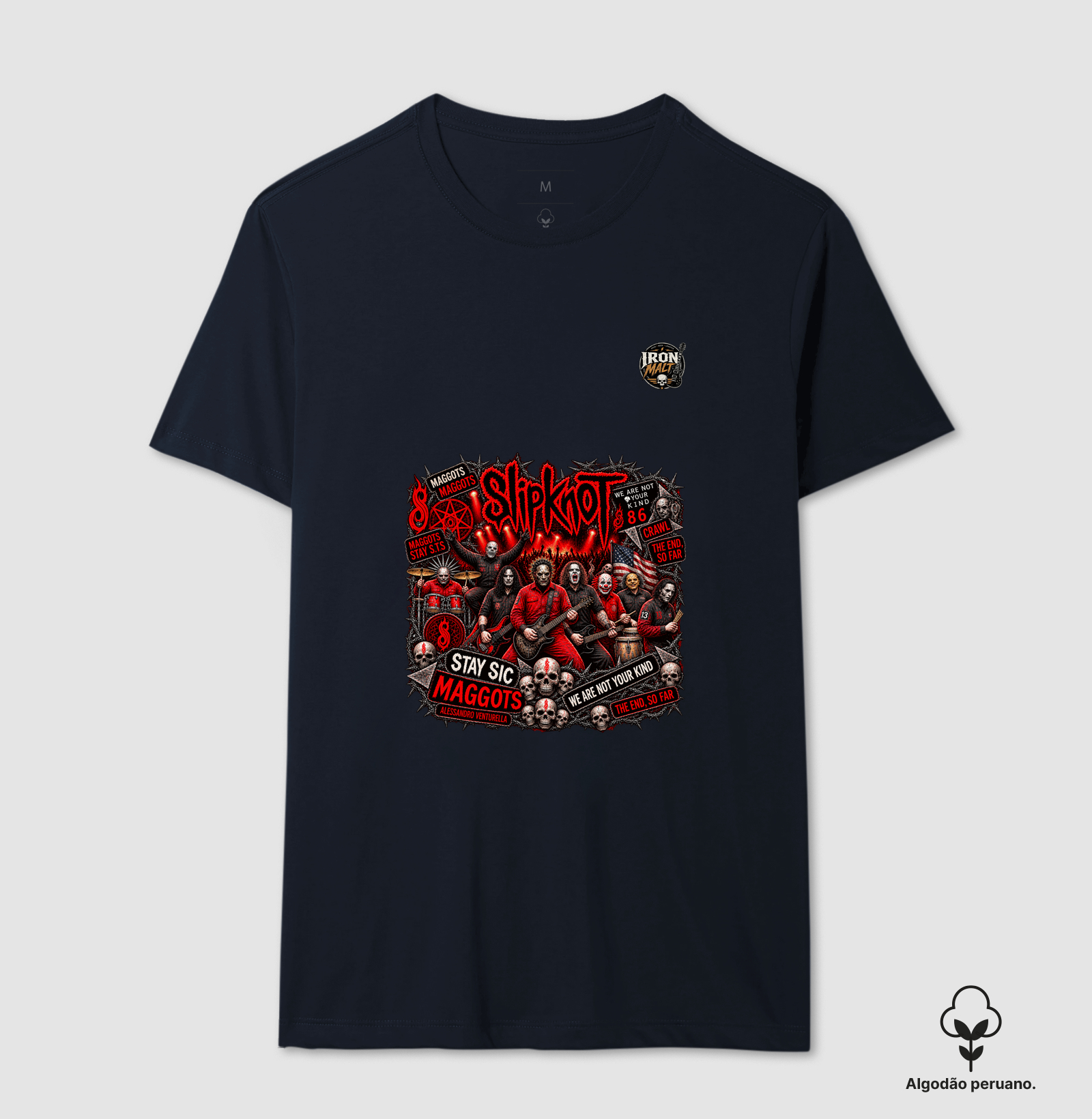 Camiseta Nu Metal Rock com Estampa Slipknot, Skull e Visual Dark - Imagem 7