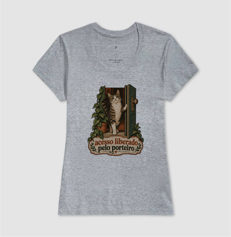 Camiseta Gato Porta "acesso liberado pelo porteiro" | Pelo & Pano - Imagem 9